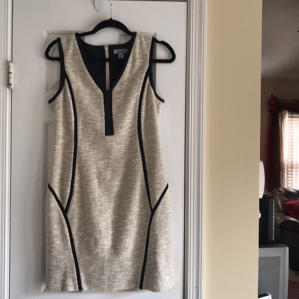 DKNY Cream dress with black trim, size 4